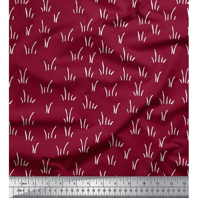 Soimoi Red Poly Georgette Fabric Brush Stroke Abstract Printed Craft Fabric by the Yard 42 Inch Wide