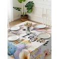 thumbnail image 3 of Happy Easter Suqare Tablecloth - 54 x 54 Inch, Spring Grey Bunny Colorful Eggs Flower Beige Waterproof & StainResistant Tablecloth, Washable Oil-proof Table Cover for Dining/Party/Wedding/Buffet, 3 of 9