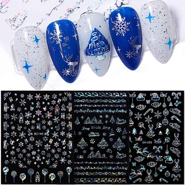 XWSHYW Accesorios para Decoración de Uñas. Calcomanía Navideña para Uñas, Adorno Bronceador para Uñas de Papá Noel, Calcomanía Navideña para Uñas
