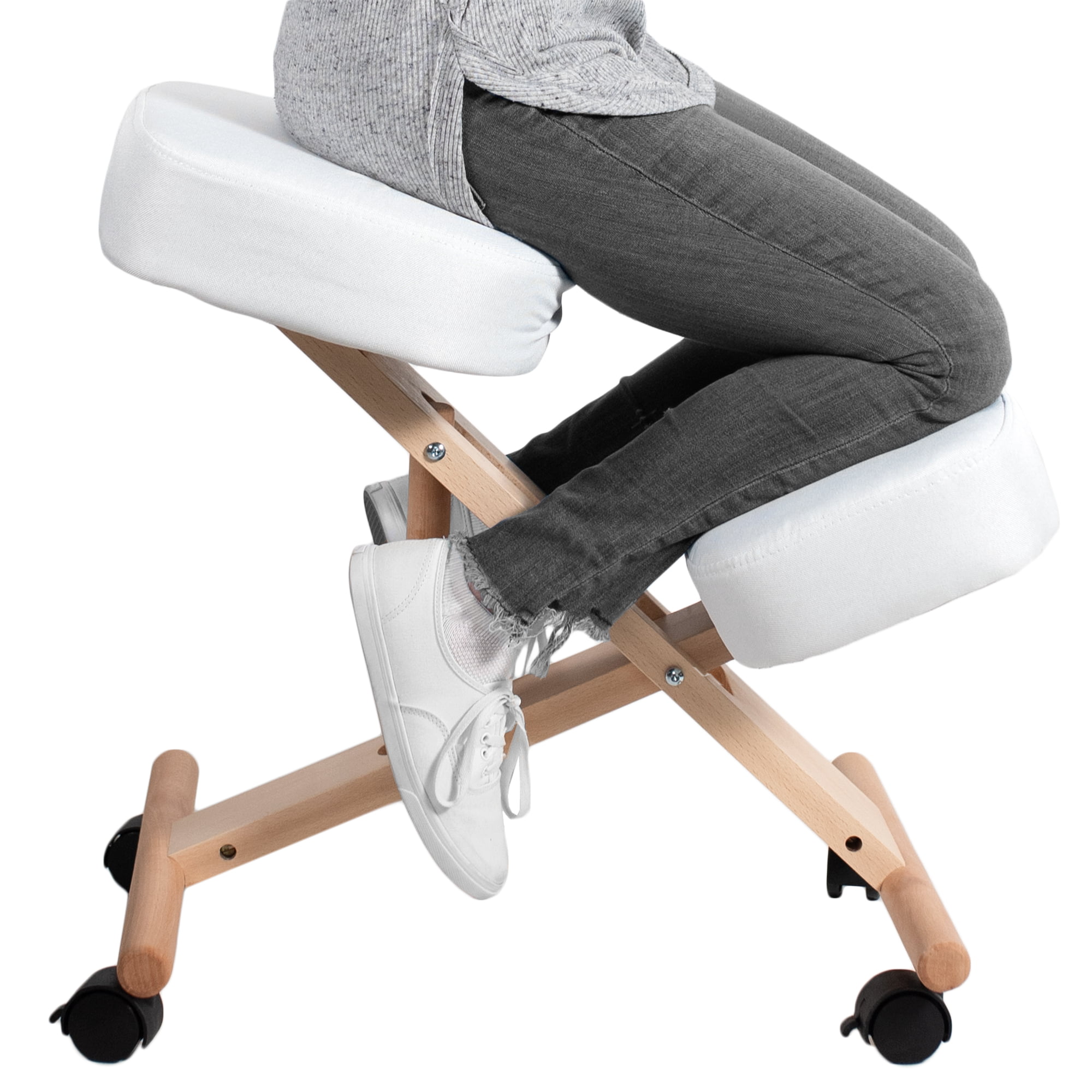 USED VIVO Ergonomic Wooden Rocking Kneeling Chair Rocker Stool for Home & Office 