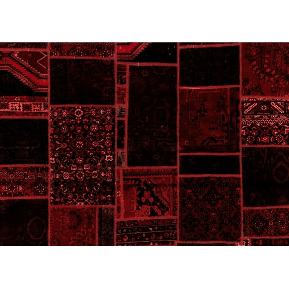 Ahgly Company Indoor Rectangle Patchwork Red Transitional Area Rugs, 6' x 9'