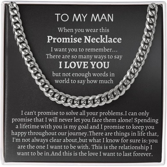 To My Man Necklace,Boyfriend Valentines Day Gift,Mens Cuban Chain Necklace for Fiance,Men Necklaces for Him, Gift For Boyfriend,Husband Gift, Husband Necklace,Boyfriend Necklace