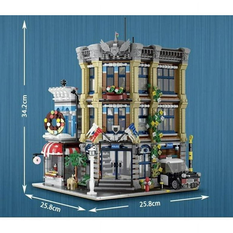 Police Station with Donut Shop Modular Building Blocks Toy Brick