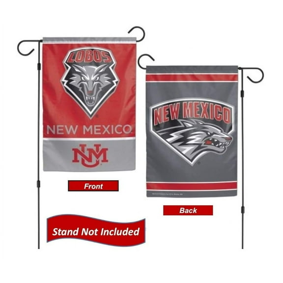 New Mexico Lobos 12.5” X 18" Double Sided Yard And Garden College Banner Flag Is Printed In The USA,