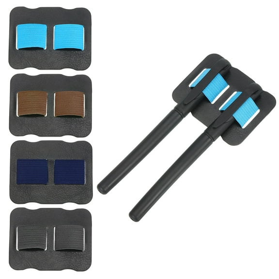 Uxcell 4 Pcs Pen Holder for Notebooks, Self-Adhesive Elastic Pencil Holder Double Pen Loop Ultra-Thin Leather Design for Planner Clipboard Journal Calendar Office Accessories, Black Tone