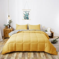DOMDEC Goose Down Alternative Comforter Set - 2 Piece Set - All Seasons - Twin/Twin XL, Yellow and Gray