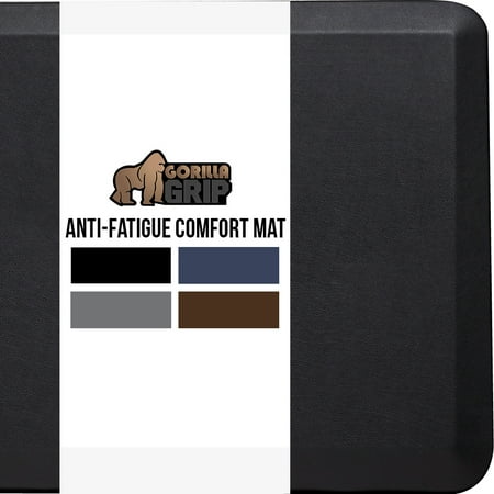 GORILLA GRIP Comfortable Cushioned Kitchen Mats, Waterproof and Stain Resistant Soft Top, 3/4 Inch Thick Ergonomic Standing Desk Anti Fatigue Mat, Foam Supports Ankles and Feet, 17x24, Black
