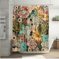thumbnail image 3 of Boho Floral Shower Curtain, Watercolor Boho Chic Flowers Bathroom Shower Curtain, Fabric Waterproof Shower Curtain with 12 Hooks, 72 x 72 Inch, 3 of 6