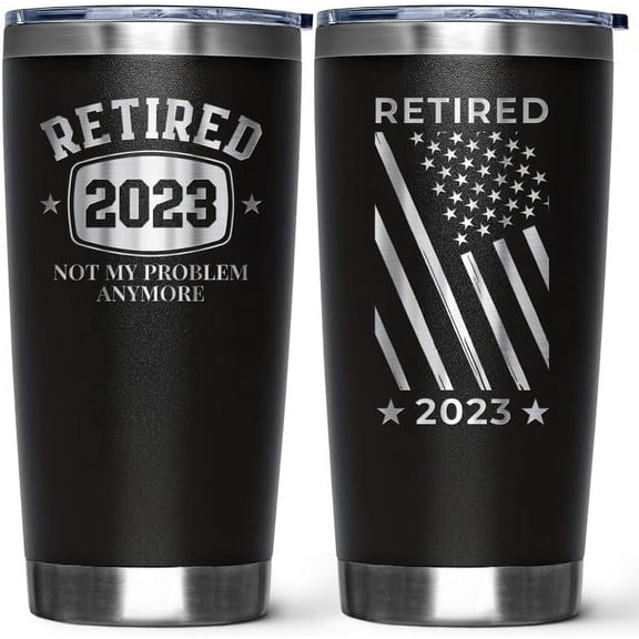 2023 Retirement Gifts for Men Women 20oz Insulated Tumbler - Funny Retired Gifts for Dad Mom Husband Wife Grandpa Grandma Coworkers Employees