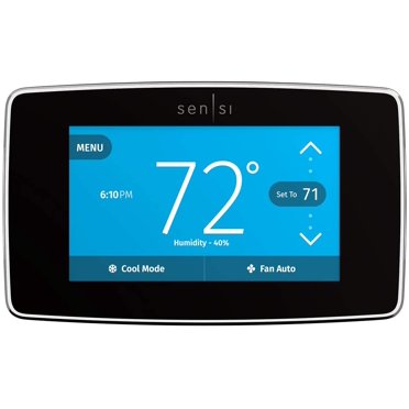 Sensi Touch Smart Thermostat by Emerson with Touchscreen Color Display  Programmable  Wi-Fi  Mobile App  Easy DIY  Data Privacy  Works with Alexa  Energy Star Certified  ST75 - Black  C-W