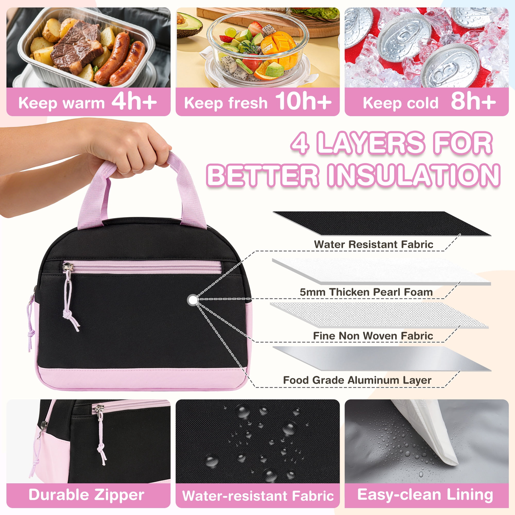 DAKIMOE 3 PCS School Backpacks for College Teens Cute Girlish Middle High School Bookbag Large Capacity Lightweight Waterproof Daypack for Students
