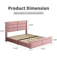 thumbnail image 5 of 4 EVER WINNER Queen Bed Frame with LED Light, Modern Upholstered Platform Bed Frame Headboard and Footboard, Pink Queen Size Bed Frame, Pink, 5 of 6
