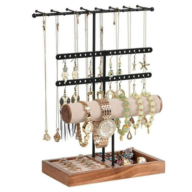 Organizador de Joyas de Metal en Forma de - Soporte para Joyas con Bandeja para Joyería, Exhibición de joyas de Collares, Soporte para Pendientes, para Guardar y Exhibir Collares/Pulseras/Pendientes