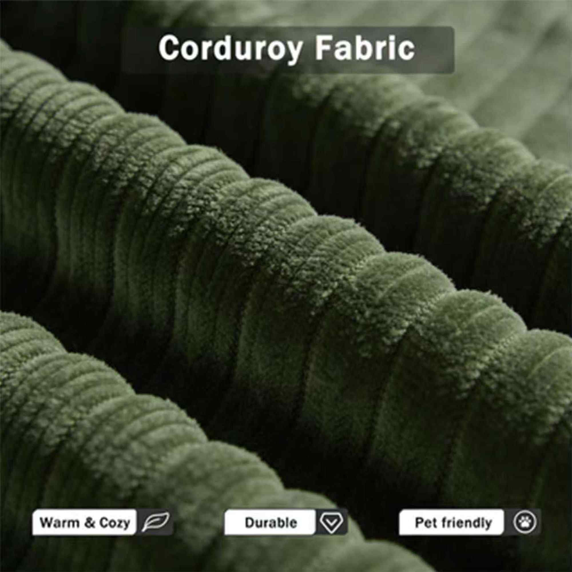 Timbernest 78.7" Convertible Sofa Bed, Foldable Futon Corduroy Sleeper Sofa for Small Apartments, Guest Room, Dorm, Army Green