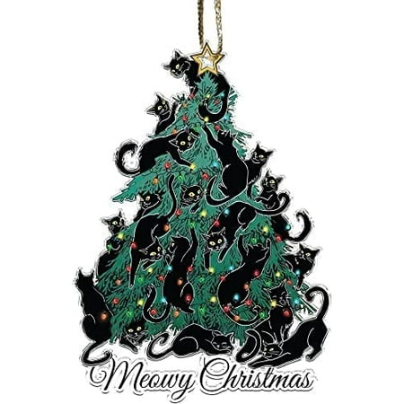 Black Cat Christmas Ornaments - Cat Xmas Decor Tree Hanging Tree Topper ...