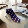 thumbnail image 5 of Striped Neckties for Men Blue Navy with Red Stripes XL Big and Tall, 5 of 6