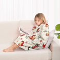 thumbnail image 4 of Beige Christmas Santa Pattern Blanket Hoodies for Kids 6-13YR Oversize Wearable Blanket Hoodies for Boys Girls Teens, 4 of 7