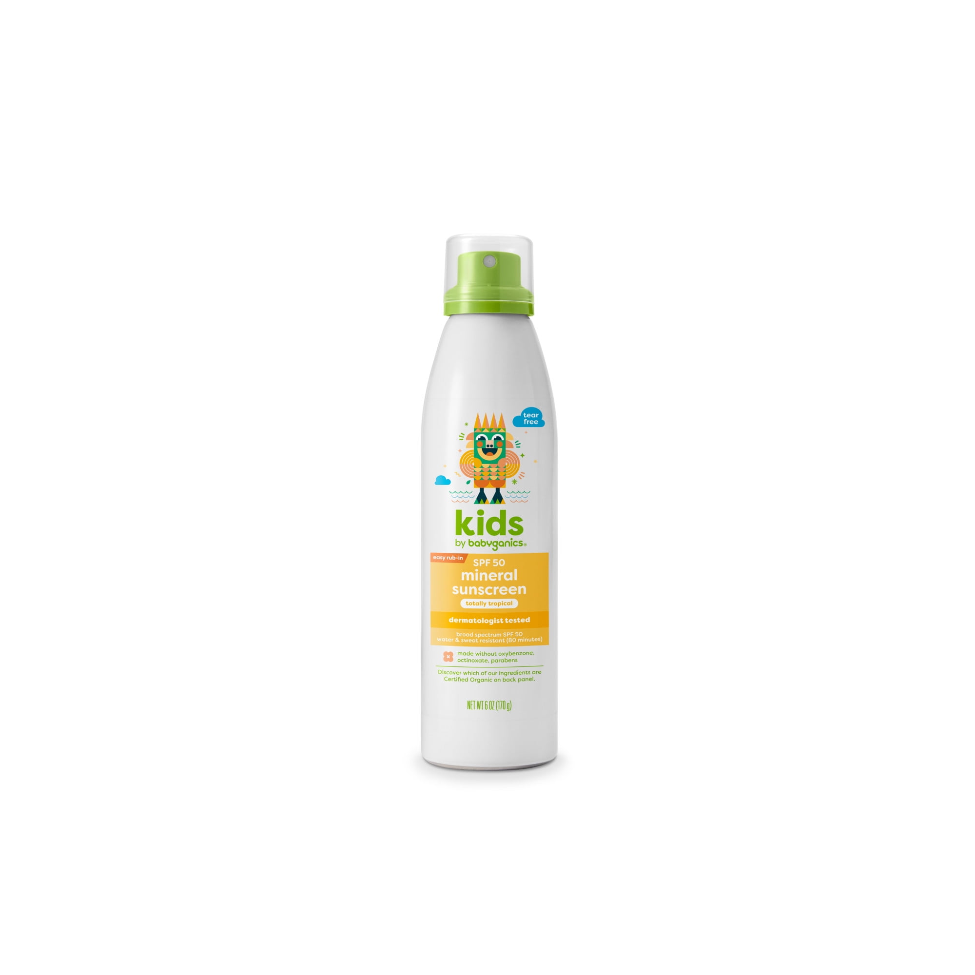 babyganics bkids sunscreen continuous spray SPF 50 6oz totally tropical scent