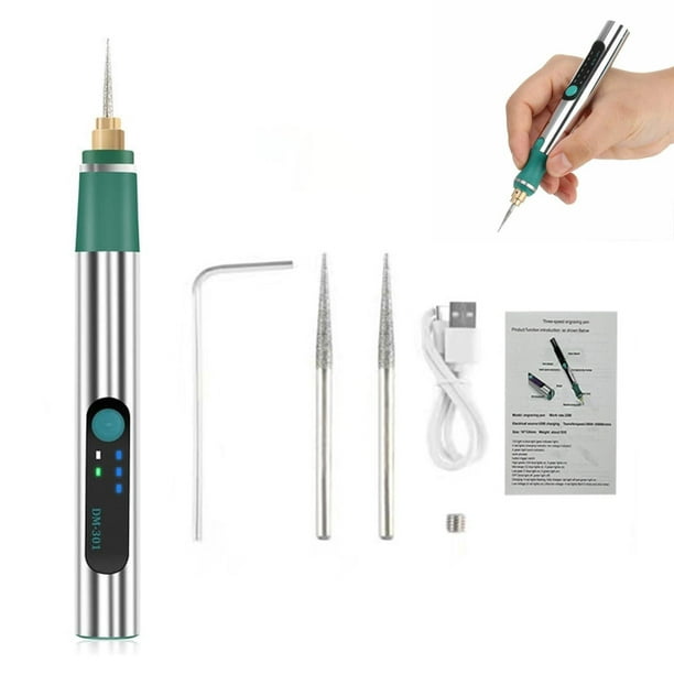 Fiudx Bolígrafo de Grabado, Kit de Herramientas Versátil para Bricolaje, Grabador de Precisión para Metal, Madera y Vidrio, Minibolígrafo Recargable, Creativos Creativos, Regalo para Artistas, Diseño