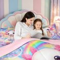 thumbnail image 4 of Manfei Cute Amphibian Axolotl Queen Comforter Set,Kawaii Animals Pattern Comforter Sets Queen,Pink Reversible,3 Pieces,1 Comforter and 2 Pillowcases, 4 of 7