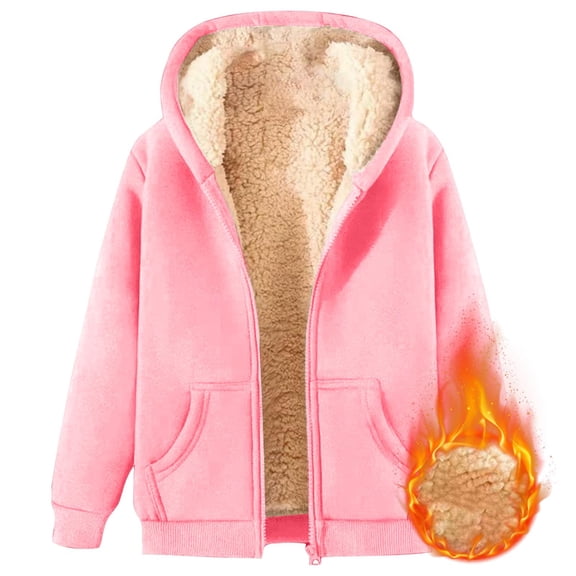 AUDeals Unisex Boys Girls Fleece Lined Sherpa Hoodies Kids Warm Winter Hoodies Pullover Hooded Sweatshirt Sweater (RD1, 5-6 Years)
