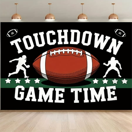 Touchdown Baby Shower Backdrop for Boys Black White Football Sport Newborn Photography Background Game Time Birthday Party Decorations Banner Supplies Photo Booth Props