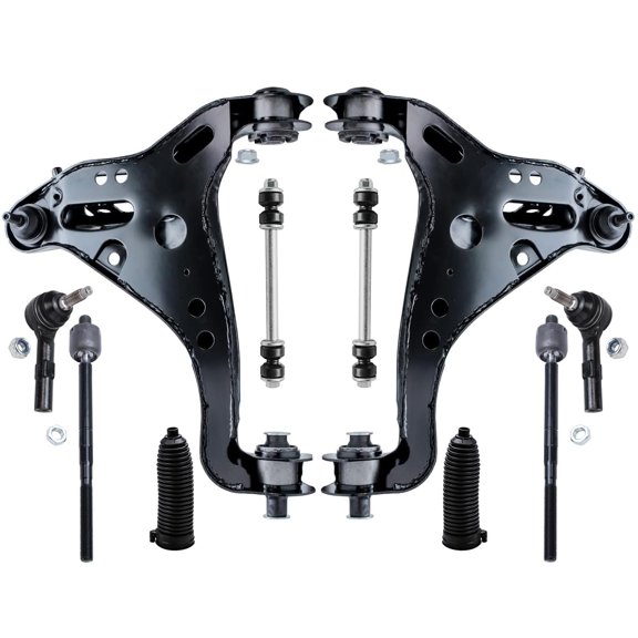 Detroit Axle - Front 10pc Suspension Kit for 06-10 Ford Explorer Sport Trac Mercury Mountaineer, 2 Lower Control Arms 4 Tie Rods 2 Sway Bars 2 Boot 2006 2007 2008 2009 2010 Replacement