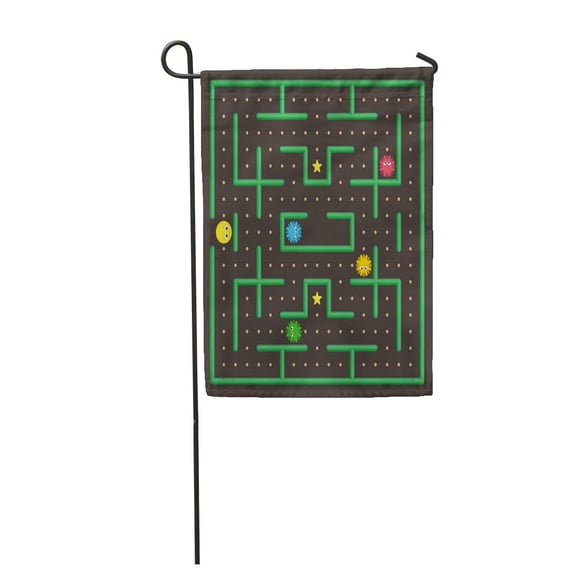 LADDKE Pac Man Analog Game Concept with Ghosts Modern Arcade Video Garden Flag Decorative Flag House Banner 28x40 inch