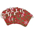 48-Pack Small Red Burlap Gift Bags With Drawstrings - 4x6 Inch, Christmas Letter Print, Reusable For Favors & Presents