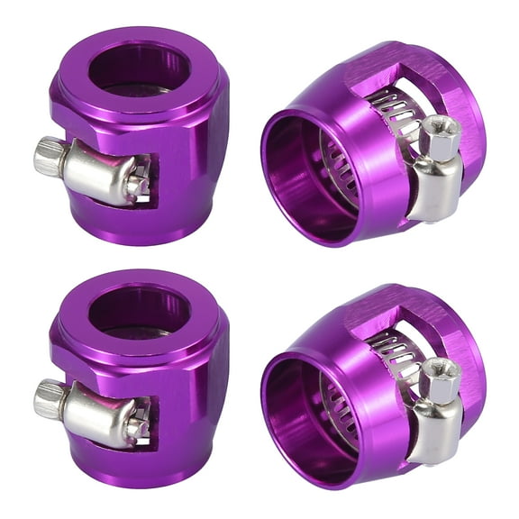 4pcs AN10 Hex Purple Car Hose Finisher Clamp Adapter Line End Cover Connector