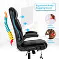 thumbnail image 3 of Office Chair Ergonomic Desk Chair Massage Computer Chair with Lumbar Support Adjustable Armrest Task Chair Rolling Swivel PU Leather Executive Chair for Men (Black), 3 of 7