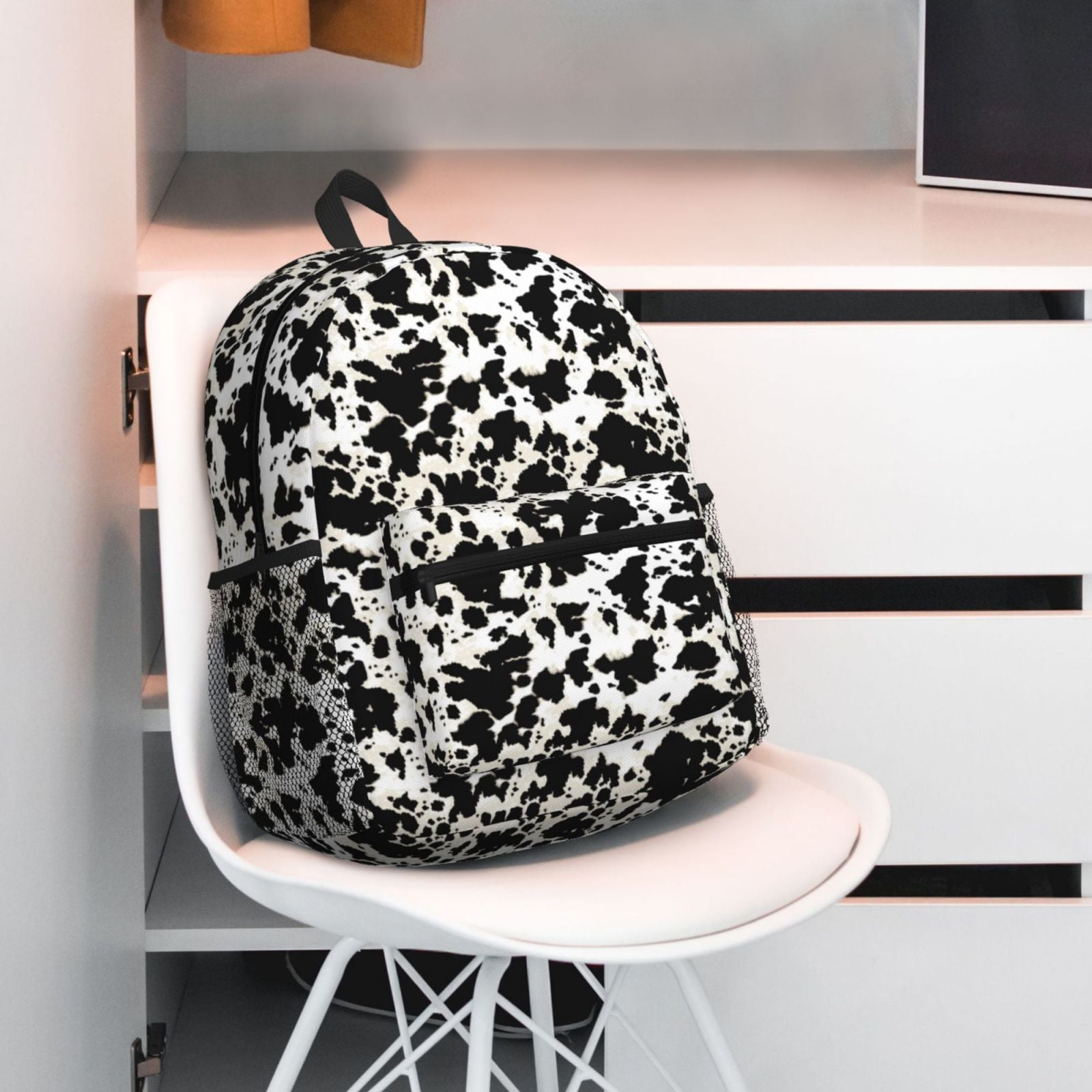 Horeoi Cow Skin 1 Print Casual Backpack for School Work Travel Hiking with Laptop Compartment and Side Pockets Lightweight Design