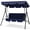 Blue, variant on VIVOHOME 3-Seat Swing Glider Chair with Removable Cushion & Canopy, Steel Frame Stand, Gray