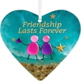 thumbnail image 2 of hulanddfd Heart-shaped Sea Glass Friendship Decoration, 2D Flat Acrylic Pendant Heart Friendship Hanging Ornament for Wall Tree Door Holiday Party Home Decor Sea Glass Souvenir Gift for Friend, 2 of 2