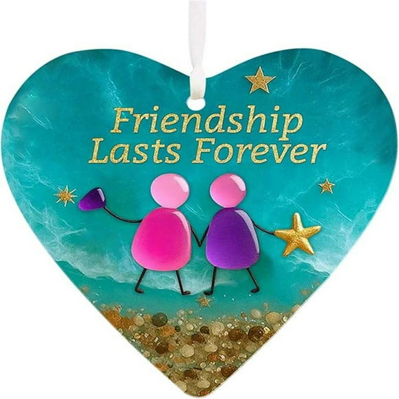 Sea Glass Decor, Staron 2026 Handmade Heart Shaped Sea Glass Ornament, Recycled Sea Glass Friendship Keepsake Gift for Home Decor, Blue