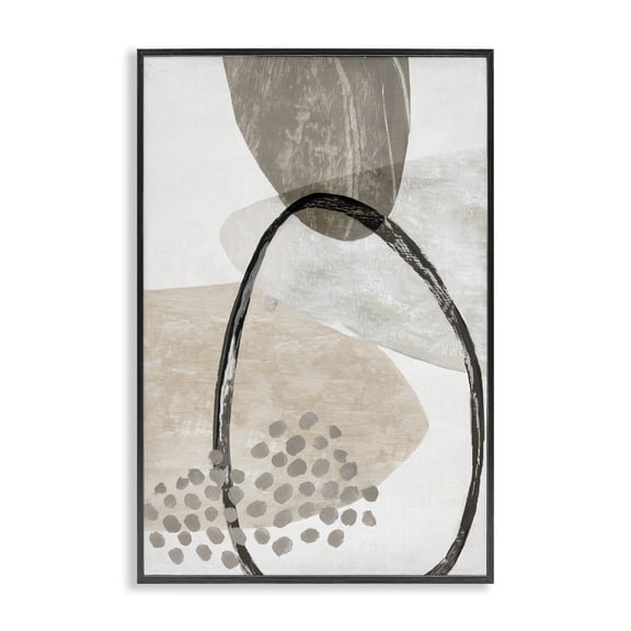 Stupell Industries Oblong and Circular Abstractions Abstract Painting Black Framed Art Print Wall Art, 12 x 18