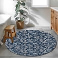 thumbnail image 3 of Round Rug 3.3Ft Washable Non-Slip, Dandelion Circle Area Rugs for Living Room Bedroom, Navy Blue Flowers Modern Minimalist Spring Indoor Floor Mats Carpet Runner for Home Decor Aesthetic, 3 of 8