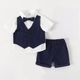 thumbnail image 2 of Taqqpue Baby Boys Summer Suits 2 Pack Sets Short Sleeve Wedding Ring Bearer Outfits 4Pcs Graduation Dress Vest Shirt Bowtie Shorts Set (1-8Y), 2 of 9
