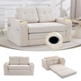 thumbnail image 5 of Convertible Sofa Bed, 2 in 1 Fold Out Floor Couch with Pillows, Memory Foam, Corduroy, Space-Saving Seating for Living Room, Beige, 5 of 12