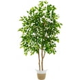 thumbnail image 2 of Artificial Ficus Tree, 6ft Tall Fake Ficus Tree with Basket, Faux Plant for Indoor Outdoor Home Livingroom Office Garden Porch Décor, 2 of 14