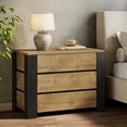 thumbnail image 5 of Finmind 36-Inch Wide Nightstand, Large Night Stand with 3 Drawers, Oversized Nightstand Bedside Table for Bedroom, Farmhouse Side End Table with Storage  for Living Room, Natural, 5 of 7