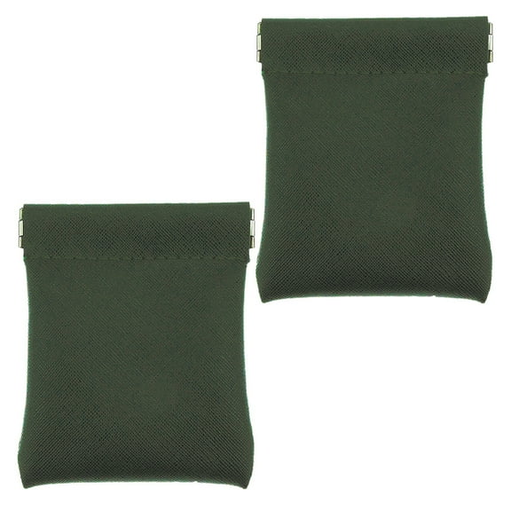OUNONA Green PU Coin Purse with Zipper for Storage Use Small Earphone Cash Bag 2 Pieces