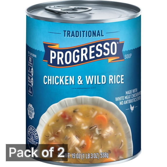 Progresso Traditional Soup, Chicken & Wild Rice 19 oz Can (Pack of 2)