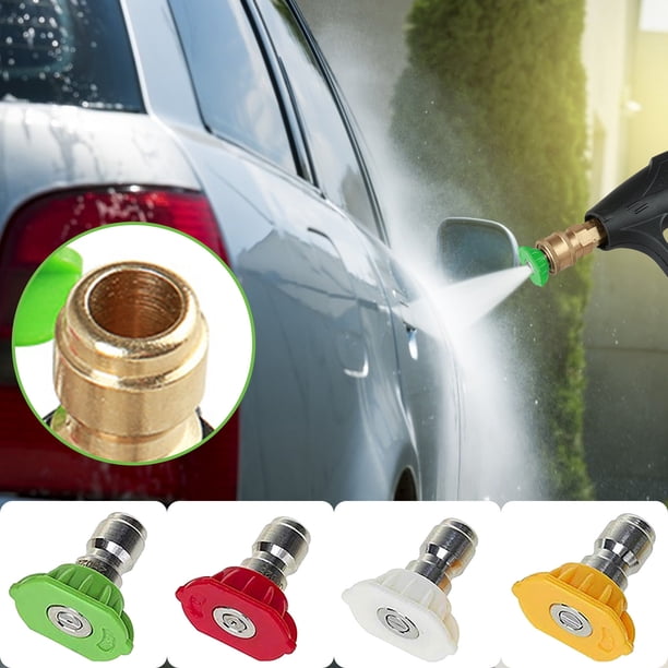 Xihbxyly Boquilla para Hidrolavadora, Acoplamiento Rápido Multigrado, Diseño de Acero Inoxidable, Salida de Agua Estable, Pulverización Precisa, Boquillas Rojas, Amarillas, Verdes y Blancas, Accesori