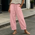 thumbnail image 2 of ibiyuan Wide Leg Pants for Women High Waist Wide Leg Womens Palazzo Pants Loose Trousers Pants for Women Drawstring Lounge Pants Cropped Spring Summer Vacation Outfits, 2 of 6