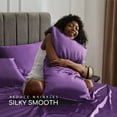 thumbnail image 4 of MR&HM Satin Sheet Set Queen 4 Pcs, Silky Elegant Luxurious Queen Size Bed Sheets, with Flat Sheet, Deep Pocket Fitted Sheet for Mattress and Matching Satin Pillow Cases (Queen Size, Lavender), 4 of 7