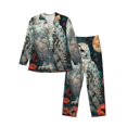 thumbnail image 1 of Balery Moon Flower White Owl Pijama para Hombre de Dos Piezas con Manga Larga, Conjunto de Dormir y Descanso Suave con Bolsillos-XX-Large, 1 of 7