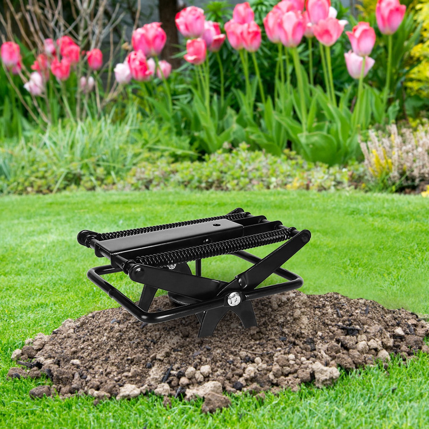 2 Pack Mole Traps Thickened Metal Mole Scissor Trap Reusable Mole Trap Mole Control Easy Set Ground Mole Trap for Lawns (Black）