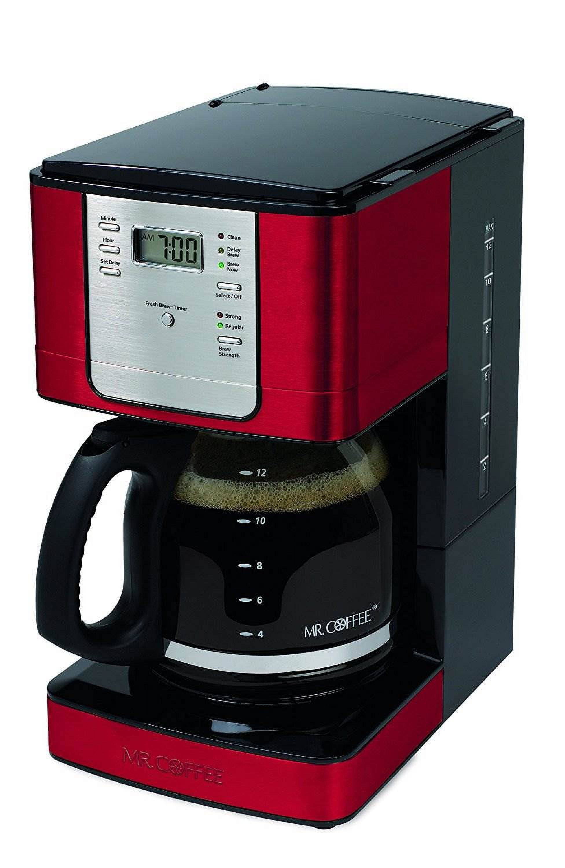 Mr. Coffee 12-Cup Programmable Coffeemaker, Rapid Brew, Red – R & B Import