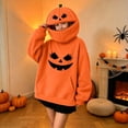 thumbnail image 6 of Yeaiivve Cute Hoodies for Kids Halloween Novelty Graphic Pullover Hoodie Oversized Pumpkin Zipper Hooded Sweatshirts Boys Girls Kangaroo Pocket Hoodies Orange 5 Years, 6 of 8